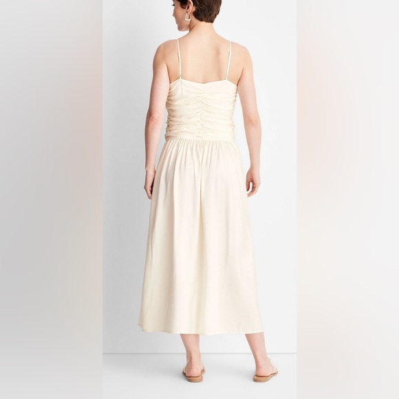 Women’s Ruched Midi Tank Dress Cream - Picture 4 of 5